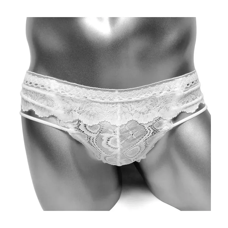 

Sexy Sissy Briefs Lingerie Panties Wetlook Floral Lace Ruffles Mens Gay Underwear Transparent Low Rise Male Bikini Underpants