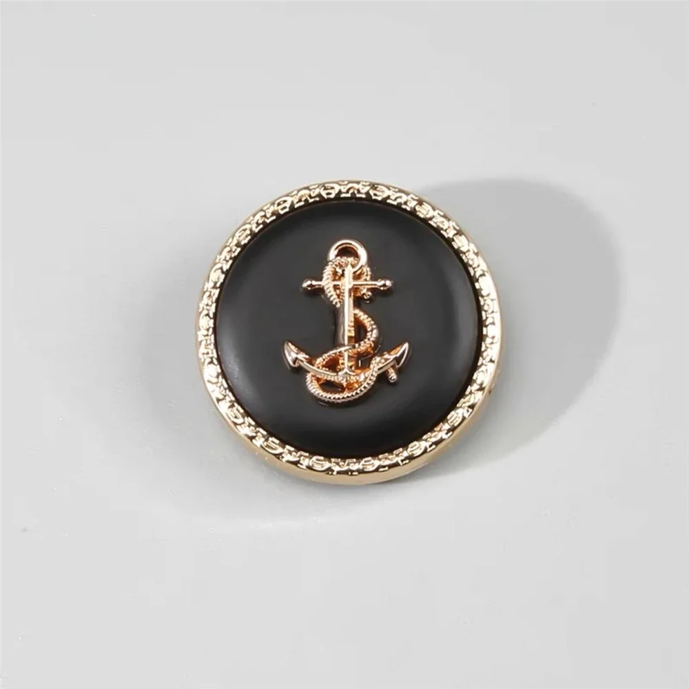 Vintage Fashion Boat Anchor Metal Resin Button Coat British Style Coat Beautiful Exquisite Decorative Accessories Round Buttons