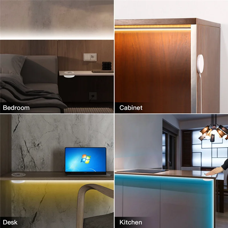 BAAU Sensor LED gabinete cocina luz interruptor automático impermeable armario DIY tira de luz 5M-enchufe de la UE duradero fácil de usar