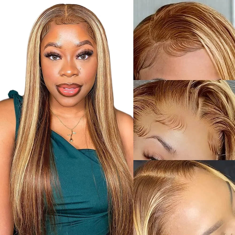 ISEE Hair Wear Go Highlight Lace Frontal Wigs 4/27 Colored Wig 6x4 HD Straight Glueless PrePlucked Human Wigs Ready To Go