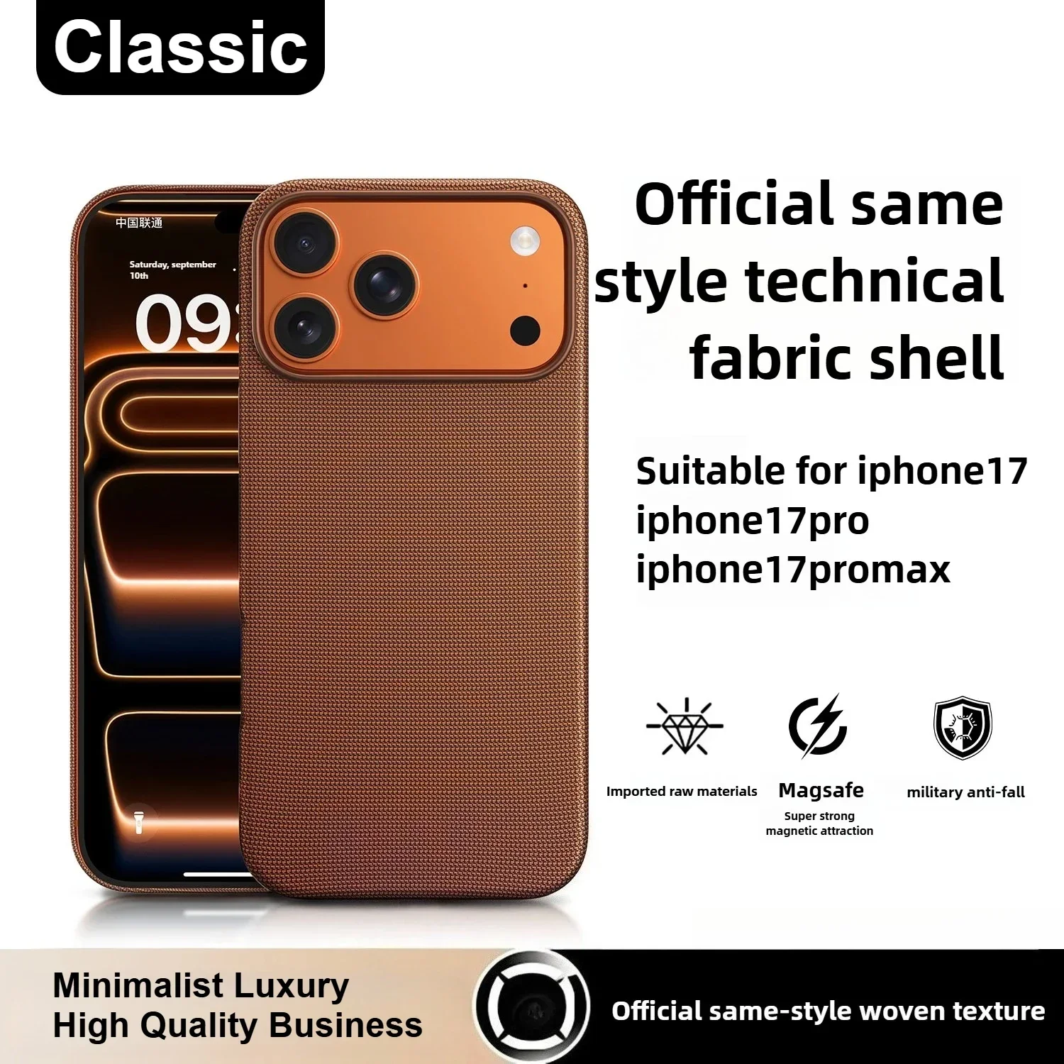 Borsa per carte di custodia per telefono in tessuto con tecnologia originale di alta qualità per IPhone 17 ProMax Magsafe Custodia protettiva per ricarica wireless magnetica