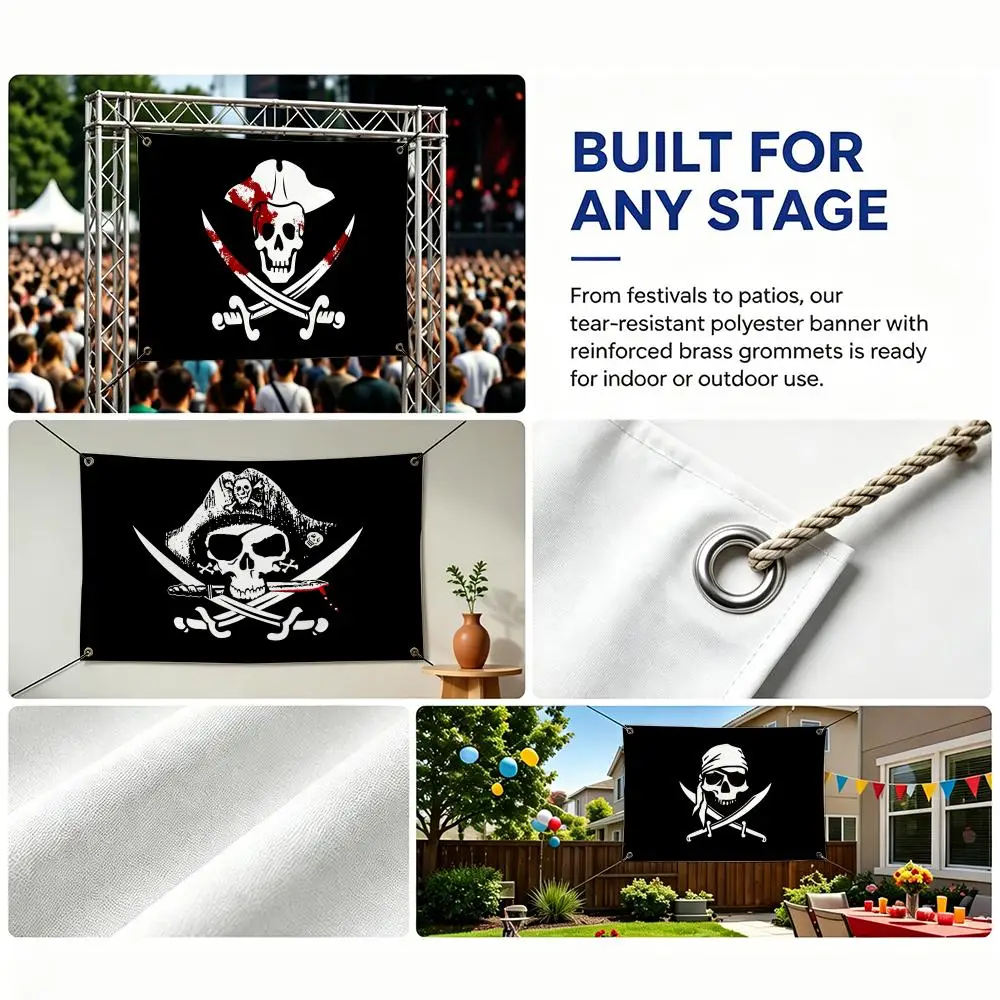 Skull Crossbones Flags Tapestry Creative Pattern Photo Living Room Wall Art Party Outdoor Decor