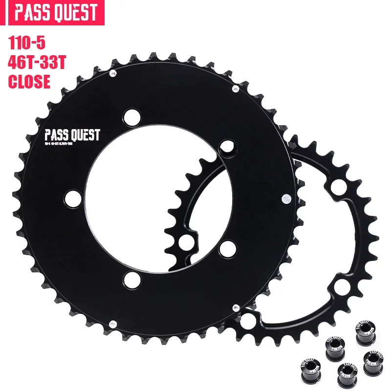 PASS QUEST Dubbel Kettingblad 110bcd 5 bouten 46/33 T 48/35 T 50/34 T 52/36 T 53/39 T 54/40 T Fiets Kettingwiel voor Shimano SRAM Crank