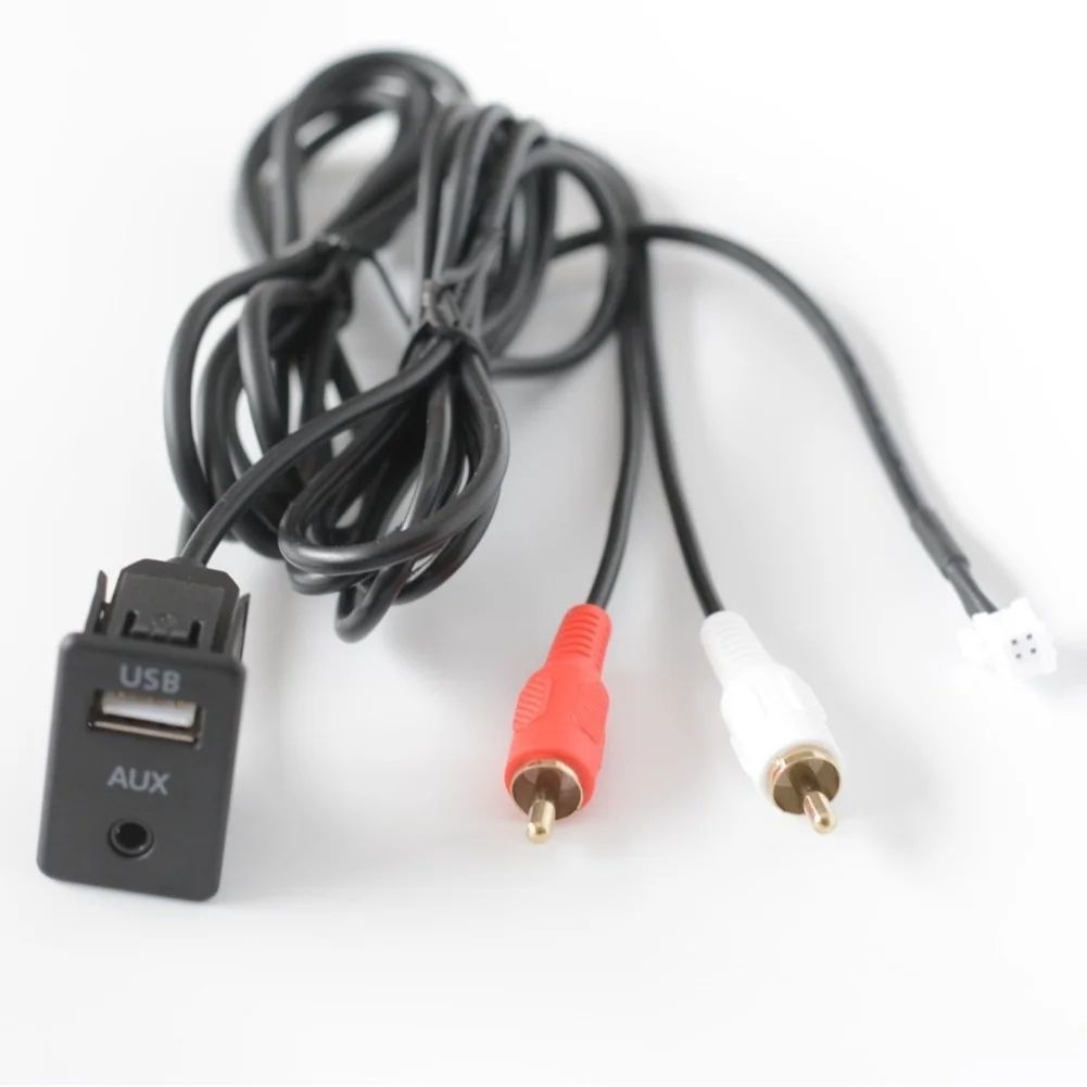 Car Audio Navigation Upgrade Interface Cable with 6P Input USB Bridge and For RCA Male Panel for In-Car Applications