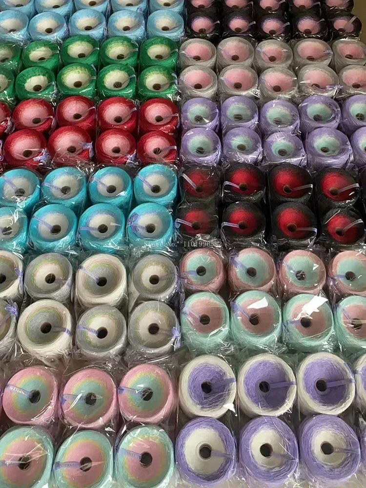 300G Regenbooggaren Katoengaren Gradiënt Kleur Gehaakte Sjaal Deken Organisch Puur Katoenen Cakedraad Diy Handgeweven Katoenen Draad