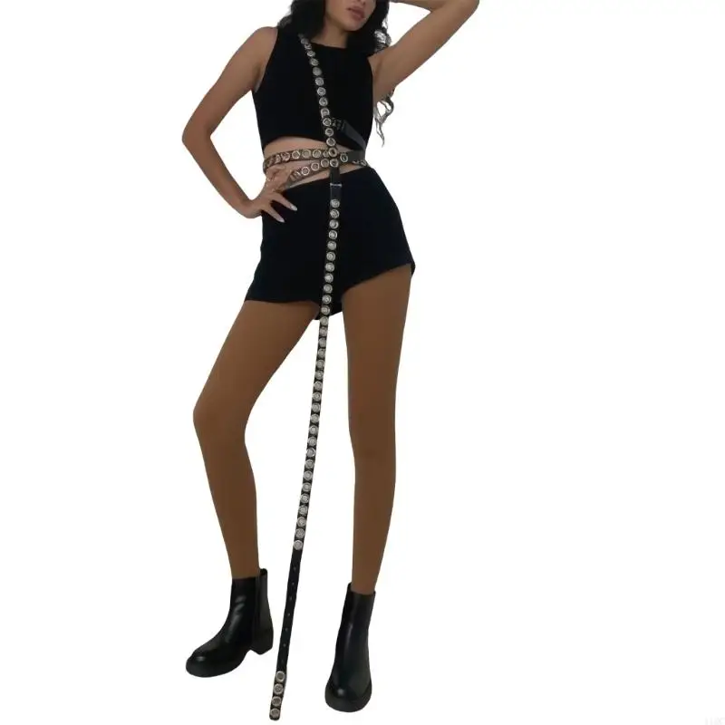 2025 Sabuk tipis yang dapat disesuaikan dengan gaya baru 12ft Long Multi Loop PU Aksesori Kulit