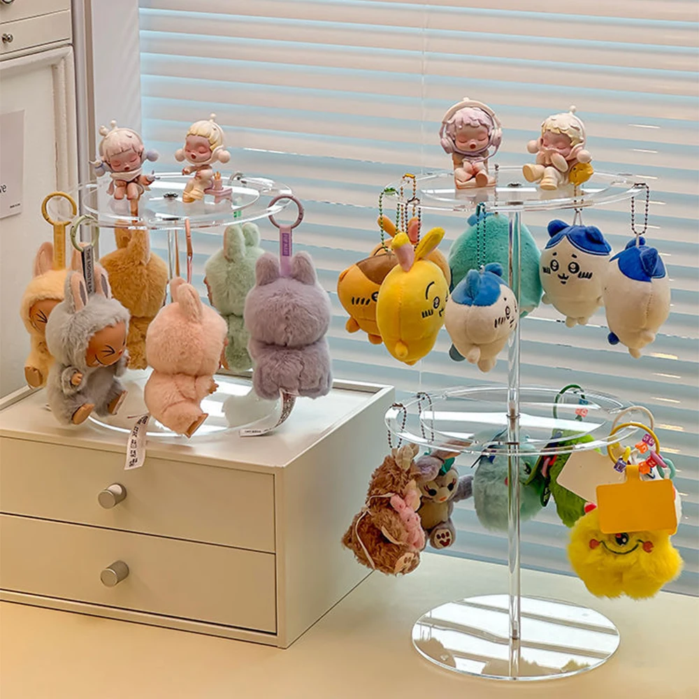 Boîte d'exposition de pendentif Labubu de 18 Cm, boîte rotative transparente en peluche de poupée, boîte aveugle, présentoir de rangement, cadeaux pour filles