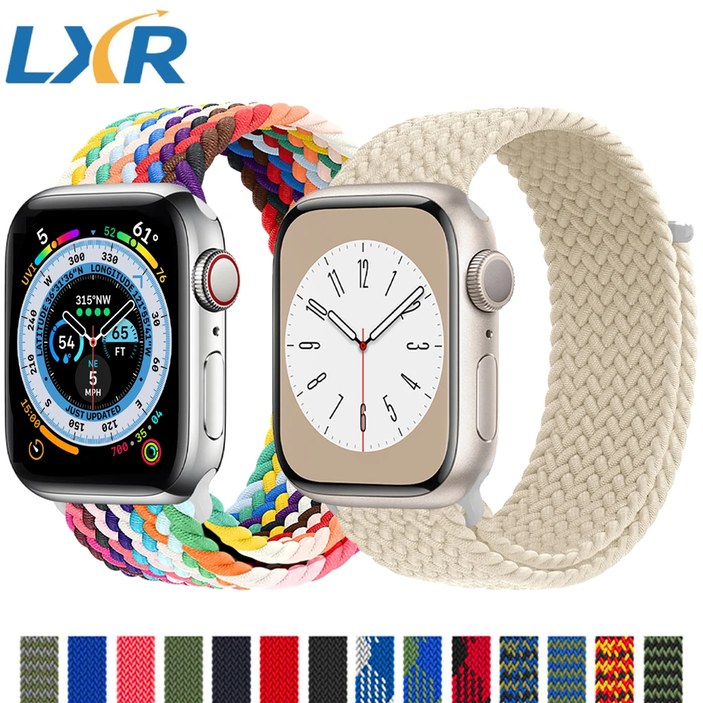 Pasek do zegarka Apple 44 mm 40 mm 45 mm 41 mm 42 mm 38 mm Nylonowa elastyczna pleciona bransoletka Solo Loop iWatch Series 3 4 5 se 6 7 8 9