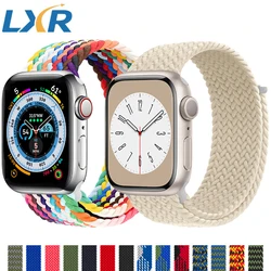 Pulseira Elástica de Nylon Trançada Solo Loop, Correia para Apple Watch Band, iWatch Series 3, 4, 5, SE, 6, 7, 8, 9, 44mm, 40mm, 45mm, 41 milímetros, 42 milímetros, 38 milímetros