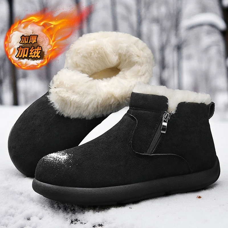 

Mens Snow Boots Casual Shoes Ankle Fur Warm Leather Cowboy Combat Motorcycle Chelsea Outdoor Hiking Designer Luxury Winter