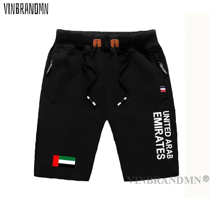 United Arab Emirates mens shorts beach new men's board shorts flag workout zipper pocket sweat bodybuilding 100% cotton ARE UAE