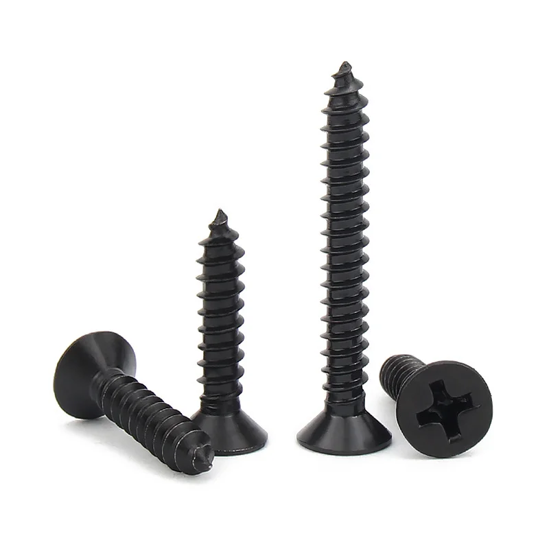 200pcs M2 M2.6 M3 Golden Silver Bronze Black Length 4-16mm 4 Color Steel Phillips Flat Countersunk Head Self-tapping Wood Screw