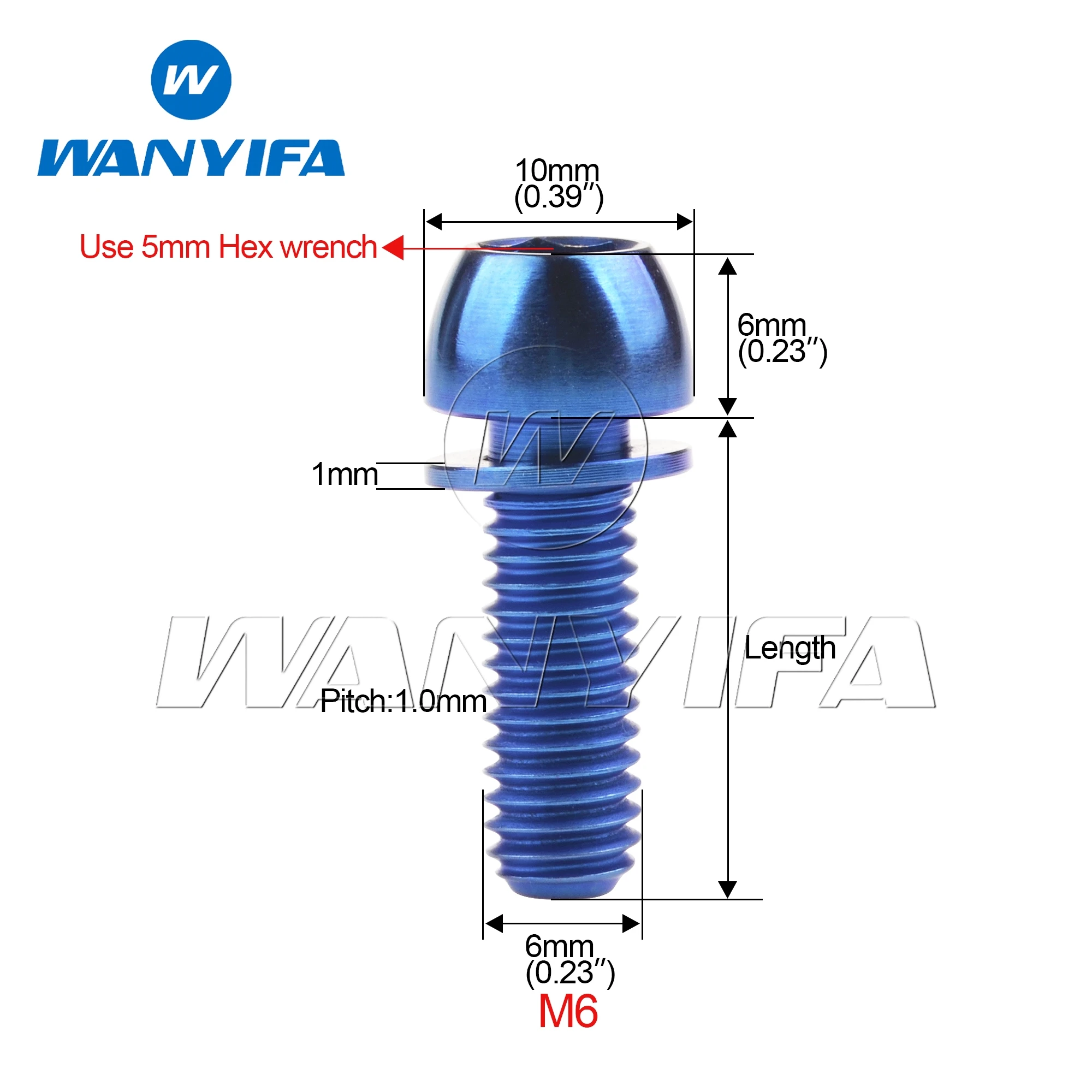 Wanyifa Titanium M6x18mm M6x20mm Ball Tapered Screw with Washer 4/5/12pcs Bolts for Bicycle Brake