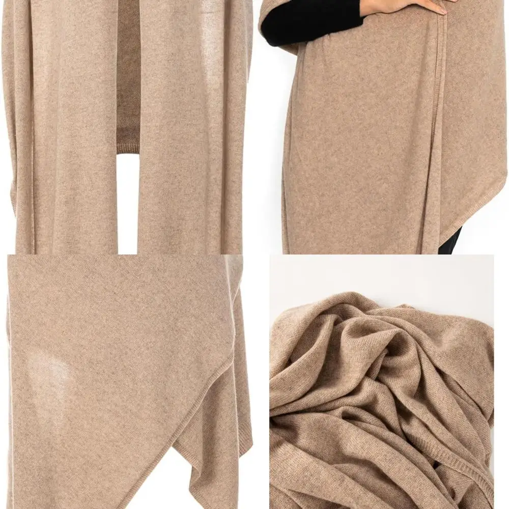 

Luxurious Oversized Cashmere Wool Pashmina Shawl, Solid Color Ultra Soft Stole Scarf with Gift Box for Women