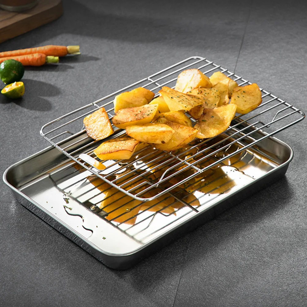 

Stainless Steel Plate Oil Filter Household Leakage Tray Multipurpose Storage Nonslip Tea Rice Steaming Pan Vegetable Wash Drain