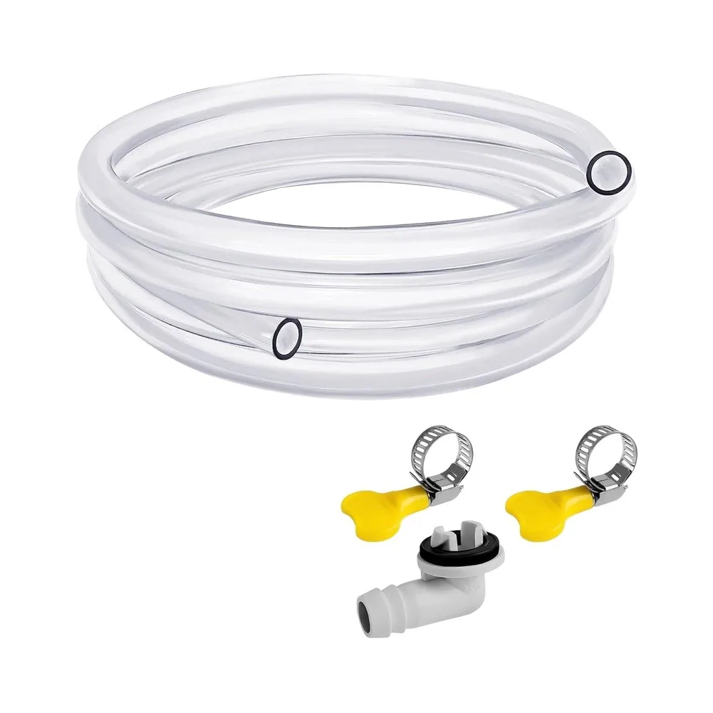 Portable 10ft AC Drain Hose System with Magnetic Adapter Clear PVC Tube and Stainless Steel Clamp for Easy Setup