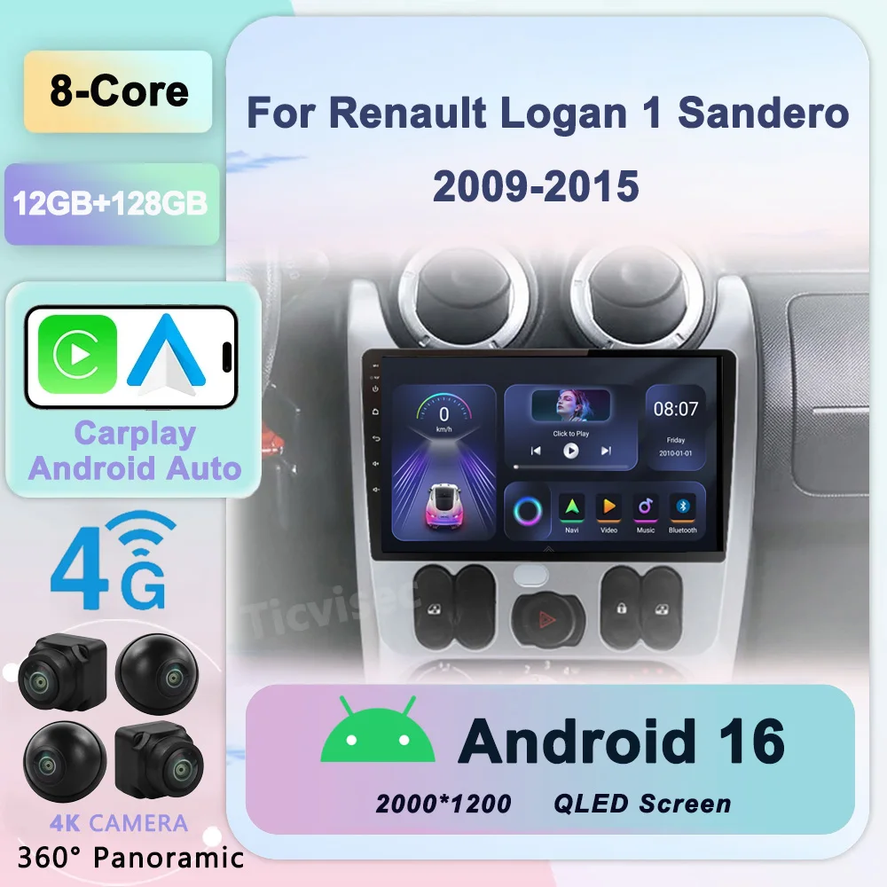 

For Renault Logan 1 Sandero 2009 - 2015 For Dacia Duster 2010 - 2017 Car Radio Multimedia Video Player Navigation GPS Android 16