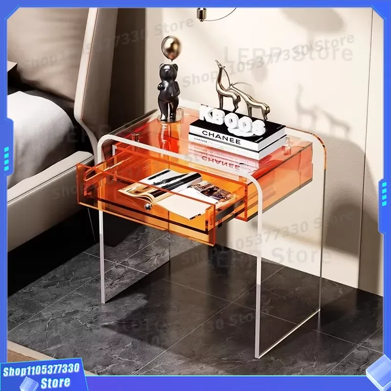 Creative Acrylic Drawer Bedside Table Small Artistic Simple Nightstand Modern Transparent Storage Side Table for Bedroom