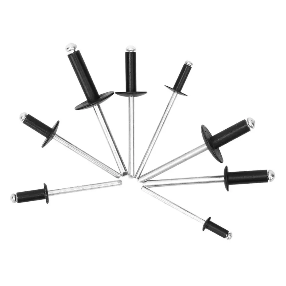 200pcs Black Finish Blind Rivet Assortment Kit High Strength Large Flange Rivets Assortment Kit Blind River Kit DIY Use