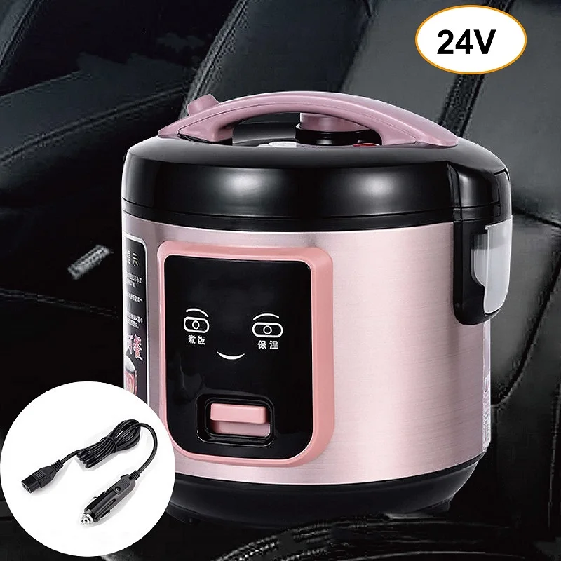 24V Car Electric Cooker Non-stick Pot Portable Outdoor Electric Cooker Large Capacity Multi-function Pot Automatic Keep Warm 2L