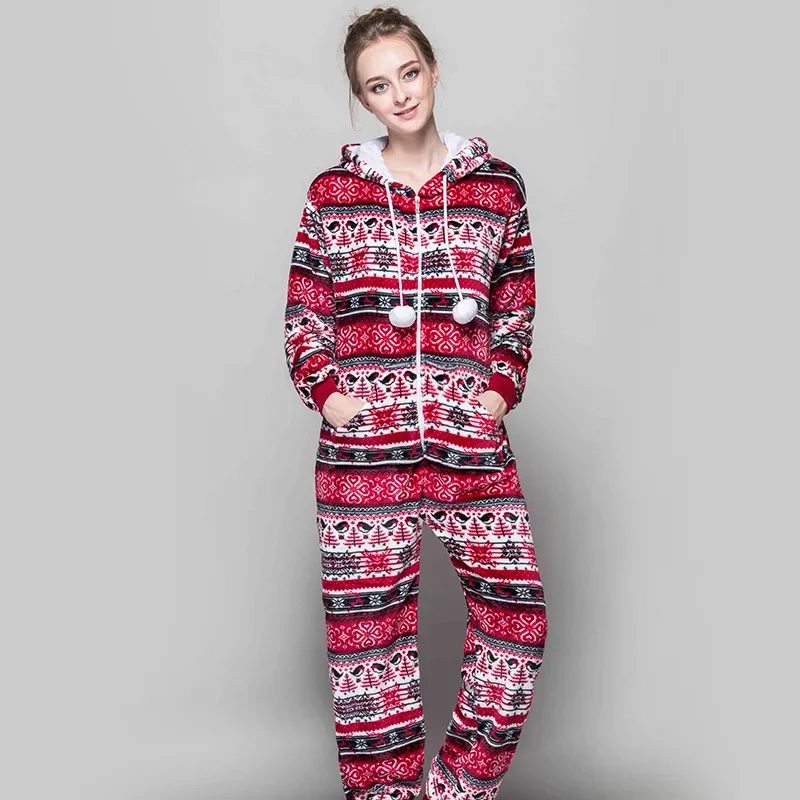 Women's Jumpsuit Flannel Pajamas For Girl Pijama Warm Teenager Sleepwear Christmas Underwear Overalls Women's Home Clothes