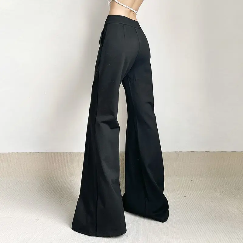 Pantalones acampanados plisados para mujer, traje largo, versátil, ajustado y drapeado, informal, tendencia, novedad de 2024