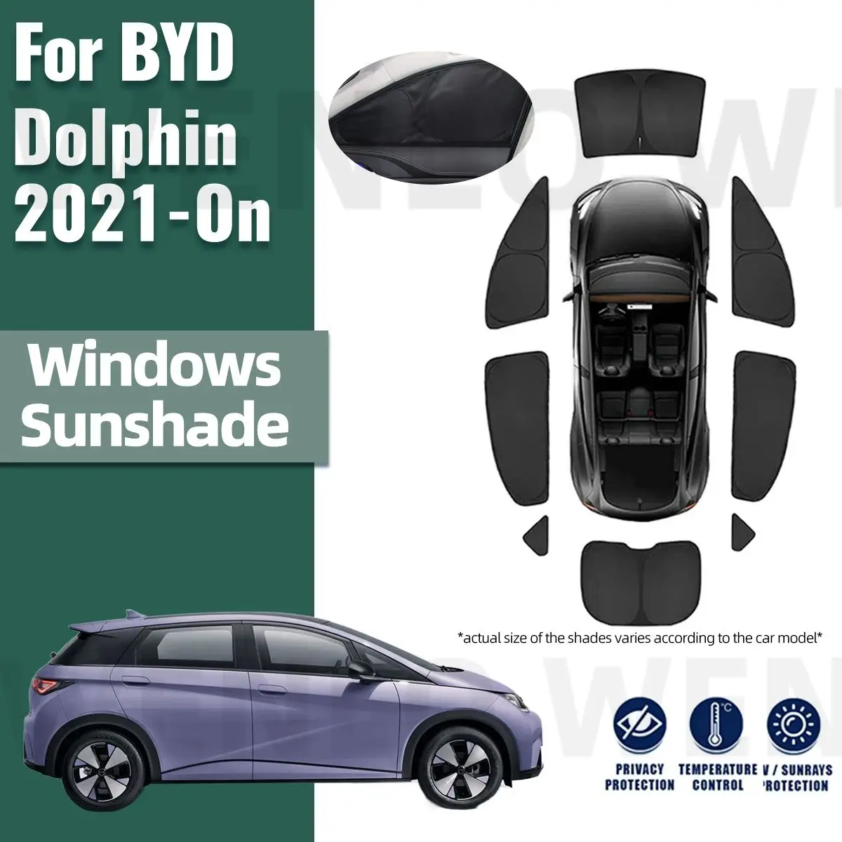 

For BYD Dolphin 2021 2022 2023 2024 Full Cover Car Sunshade Visor Front Rear Windshield Frame Curtain Side Window Sun Shade