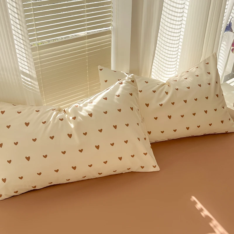 2025 طقم لحاف غزل مزدوج طقم مكون من أربع قطع فئة أ الهوائية محبوك القطن المطبوعة الحب غطاء سرير الجلد ودية تنفس الفراش #6