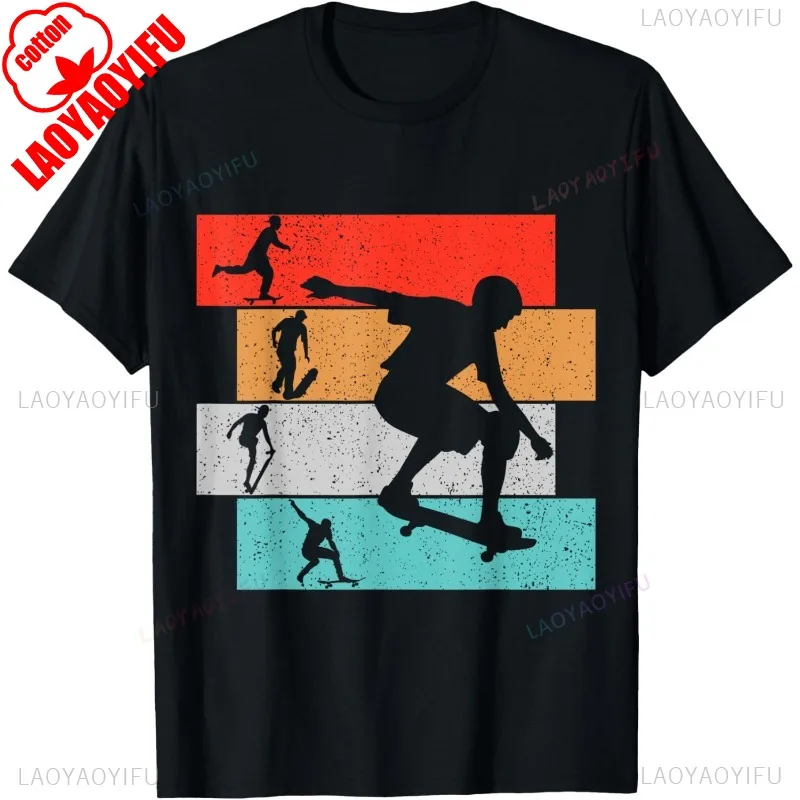 80s 90s Skater Skateboarder Retro Graphic Skateboard Sports T-Shirt Short Sleeve Casual Fashion Loose Y2K Streetwear Man Tshirt