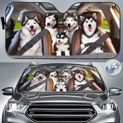 Pare-soleil de voiture Husky, décoration de pare-brise, cadeau de mari, protection solaire