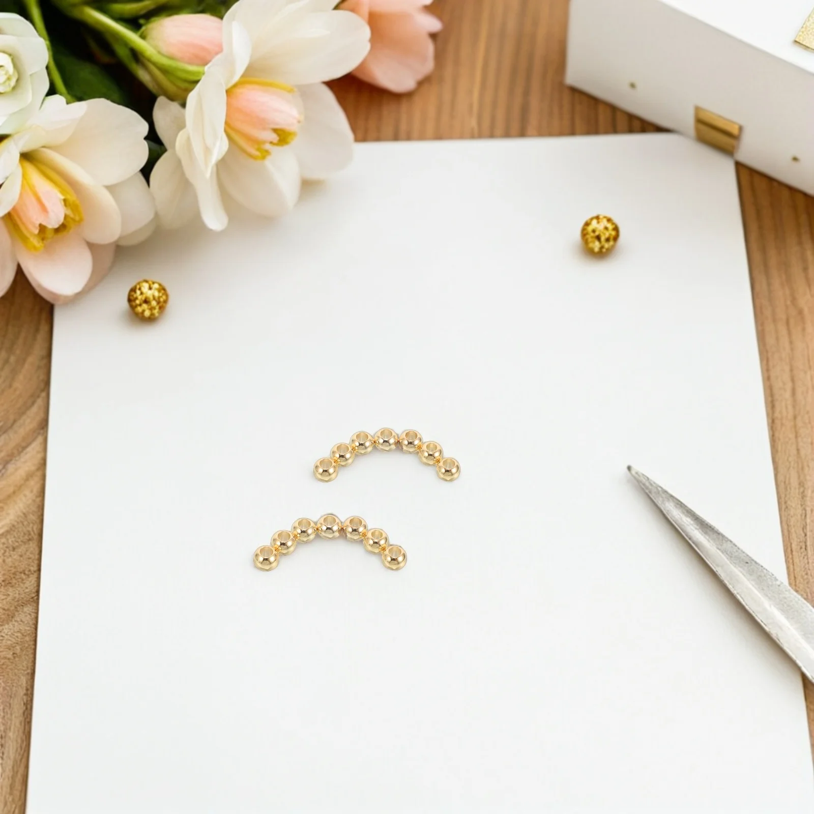 

100 Pcs Gold Bead Jewelry Accessories Bracelet Spacers for Making Beads Real Metal Necklace Necklaces Earrings Bracelets