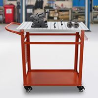 CNCEST Portable Welding Table W/ a Wheel Bearing Capacity of 600 Pounds, Steel Workbench W/ Double-Layer Shelves