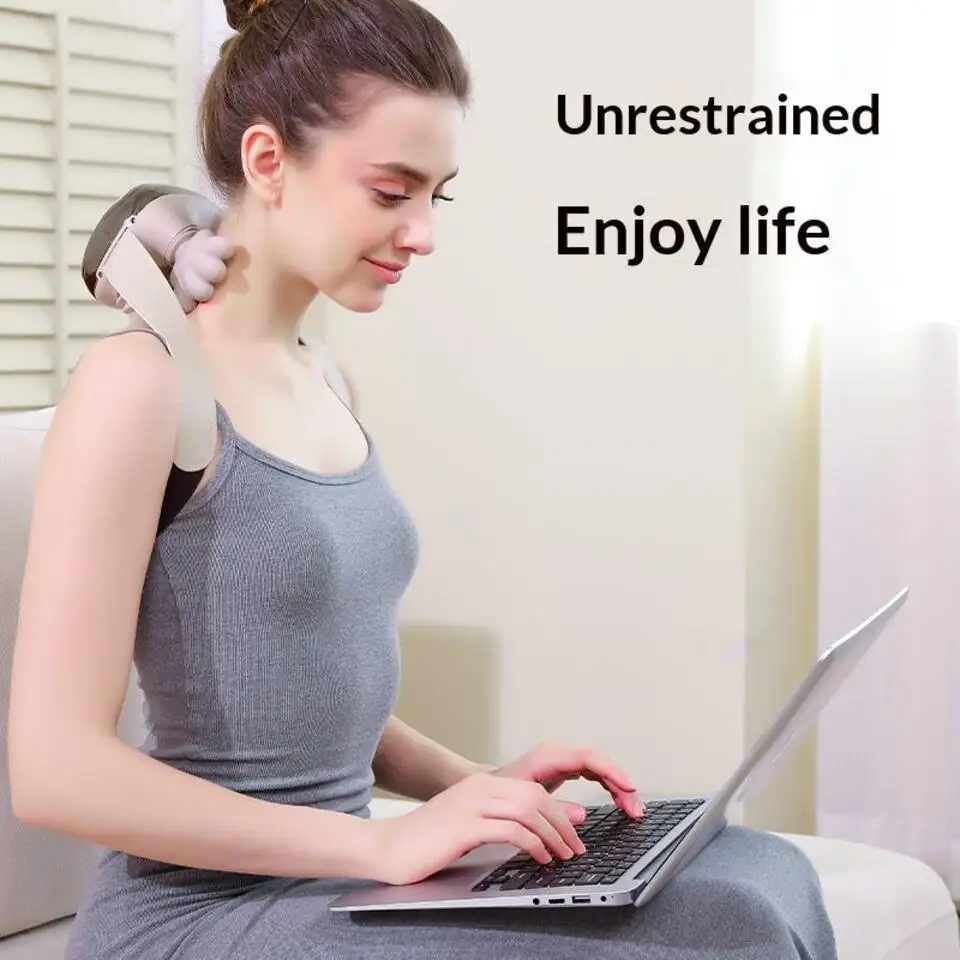 Multifunctional Neck Shoulder Massager 3-speed Kneading 2 Heat Settings 15-minute Timing Control Type-c Plug For Massage