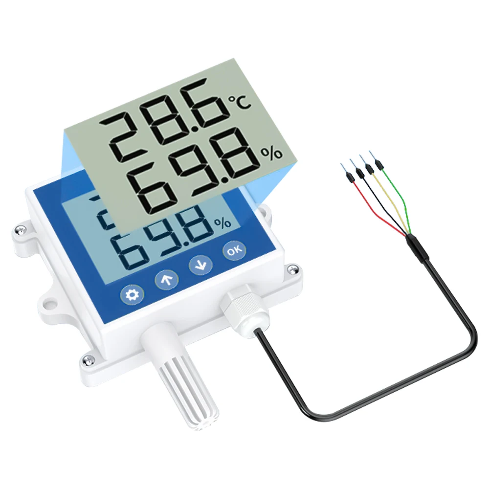 SHT40 Temperature and Humidity Sensor Wall-Mounted with Display High-Precision Temperature Transmitter RS485 4-20mA 0-2 5 10V