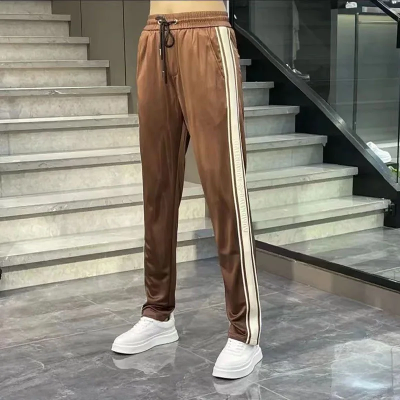

Men Youth Spring New Solid Color Slim Appear Thin Fashion Trousers Simplicity Wide Legs Clean Version All-match Casual Pants