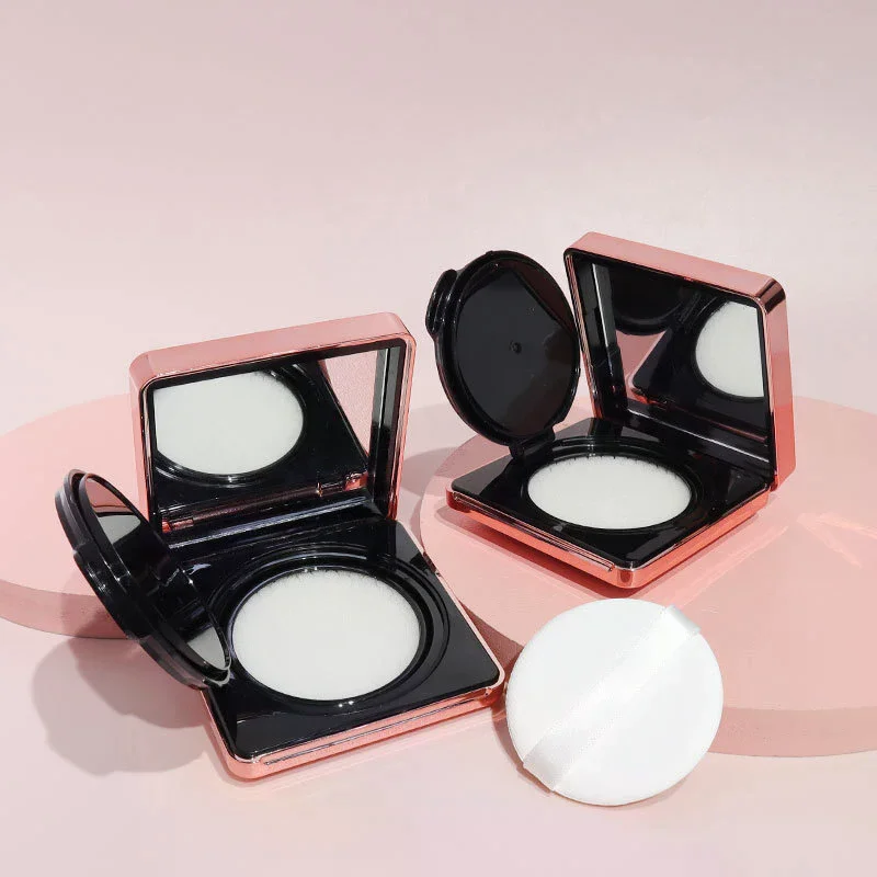 Pudełko na puder z poduszką powietrzną, przenośny pojemnik na kosmetyki z gąbeczką i lusterkiem do podkładu BB i kremu.