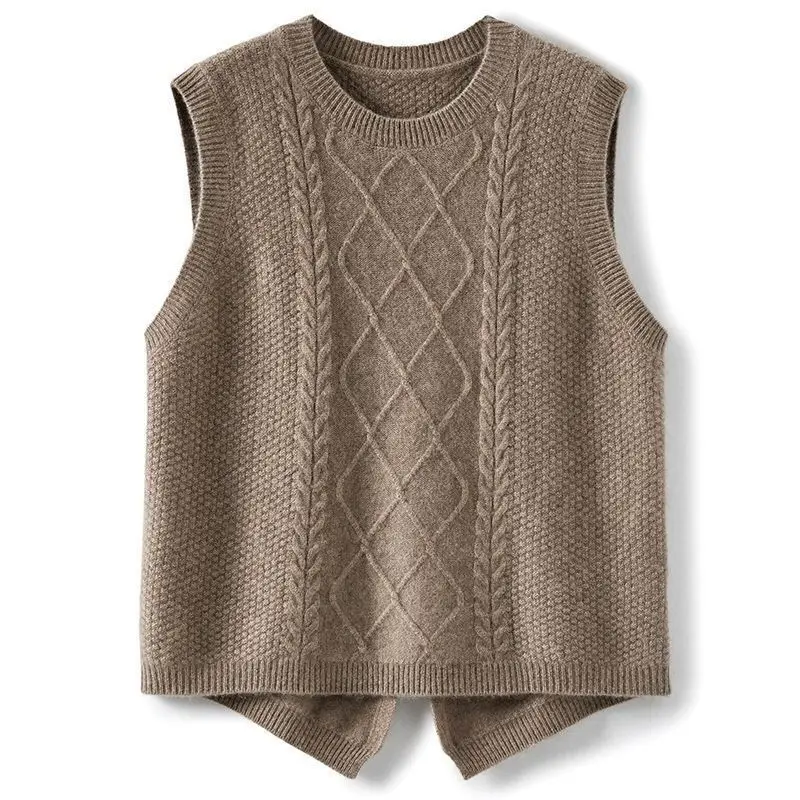 

2024 New Women's Sleeveless Vest Sweater Loose Knit Casual Autumn and Winter Pullover Top X340