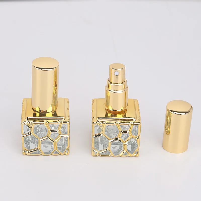 金メッキスプレーボトル,香水詰め替えボトル,ウォーターキューブ,旅行の必需品,ガラス,10ml, 30個