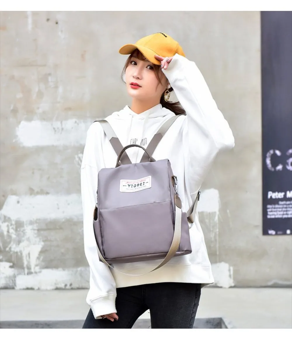 Wasserdichter Oxford-Rucksack mit hoher Kapazität, Diebstahlsicherer, leichter Reise-Tagesrucksack, einfarbig, vielseitige Umhängetasche für Damen – Detail 15