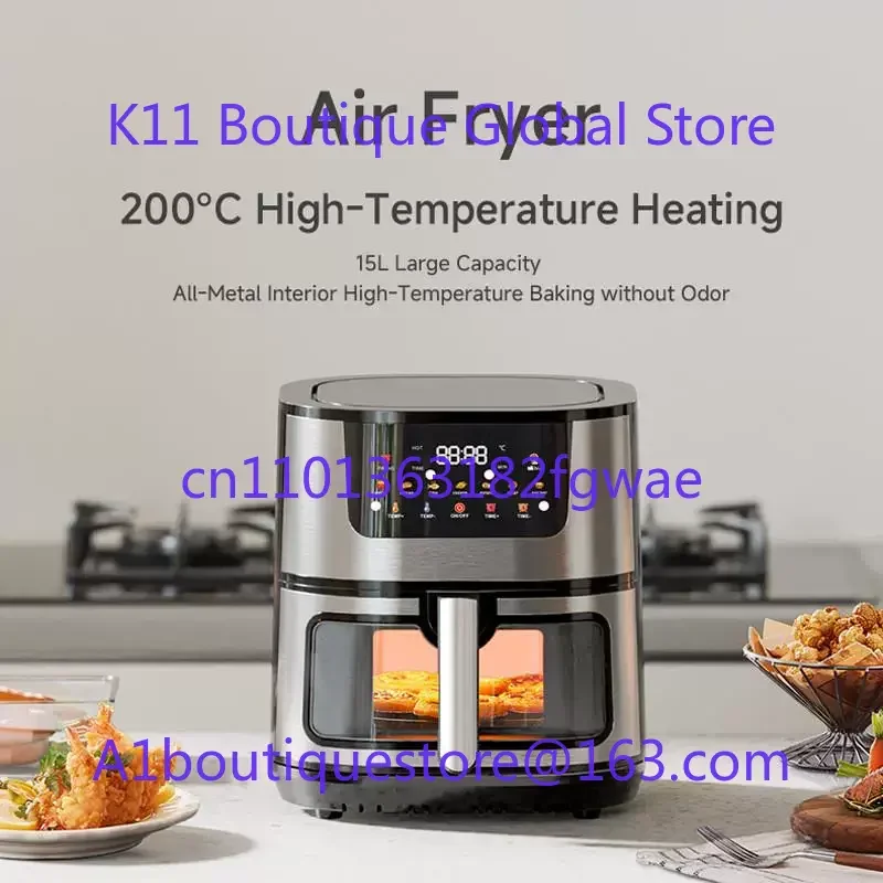 

Аэрофритюрница, 15 л, нержавеющая сталь, керамическая корзина для приготовления пищи, с комплектом аксессуаров Deluxe и книга рецептов