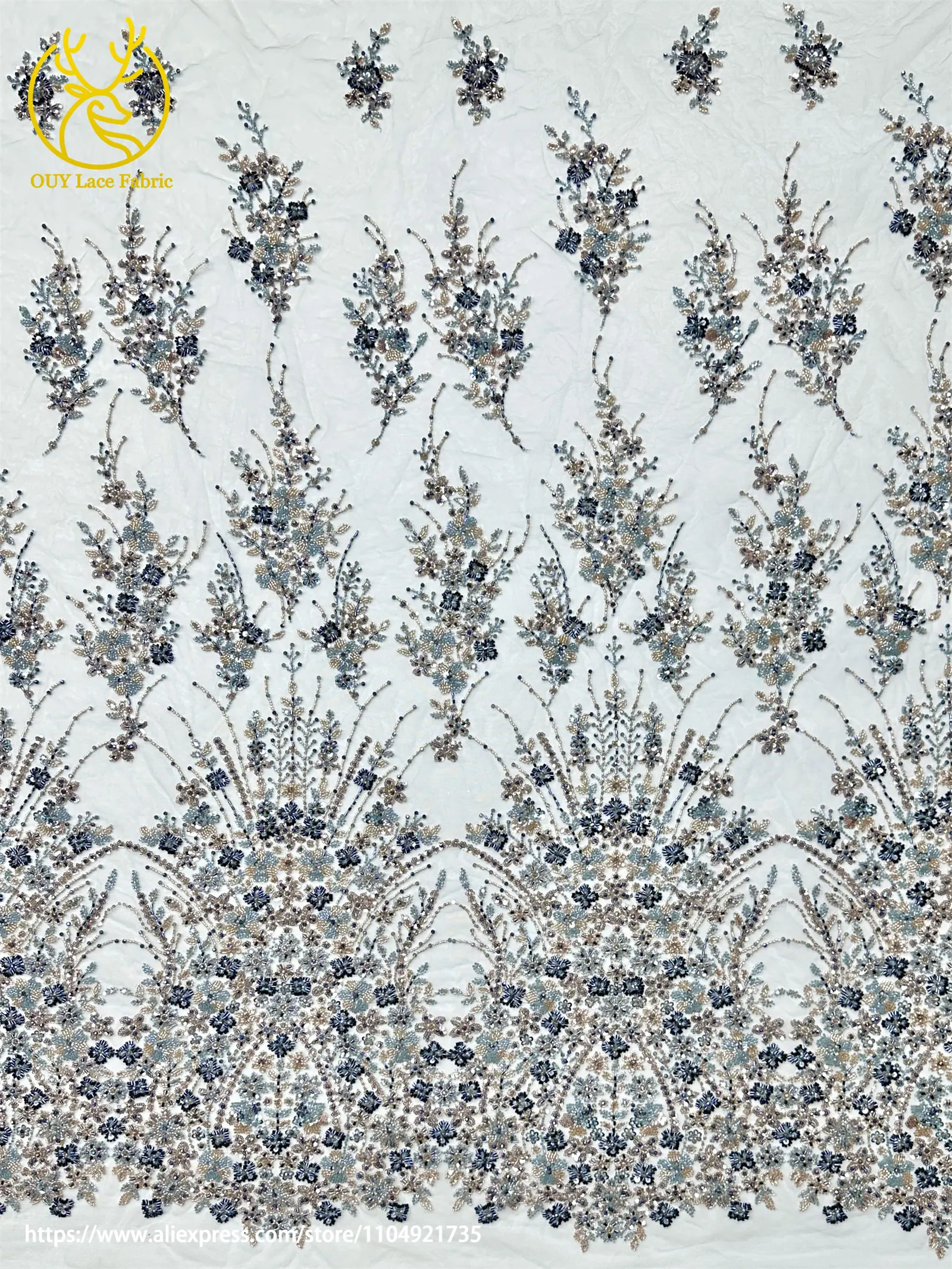 Новейшая африканская кружевная ткань с блестками и бисером, 2024, роскошная высококачественная французская нигерийская тюль, кружевная ткань с бисером для вечерних платьев