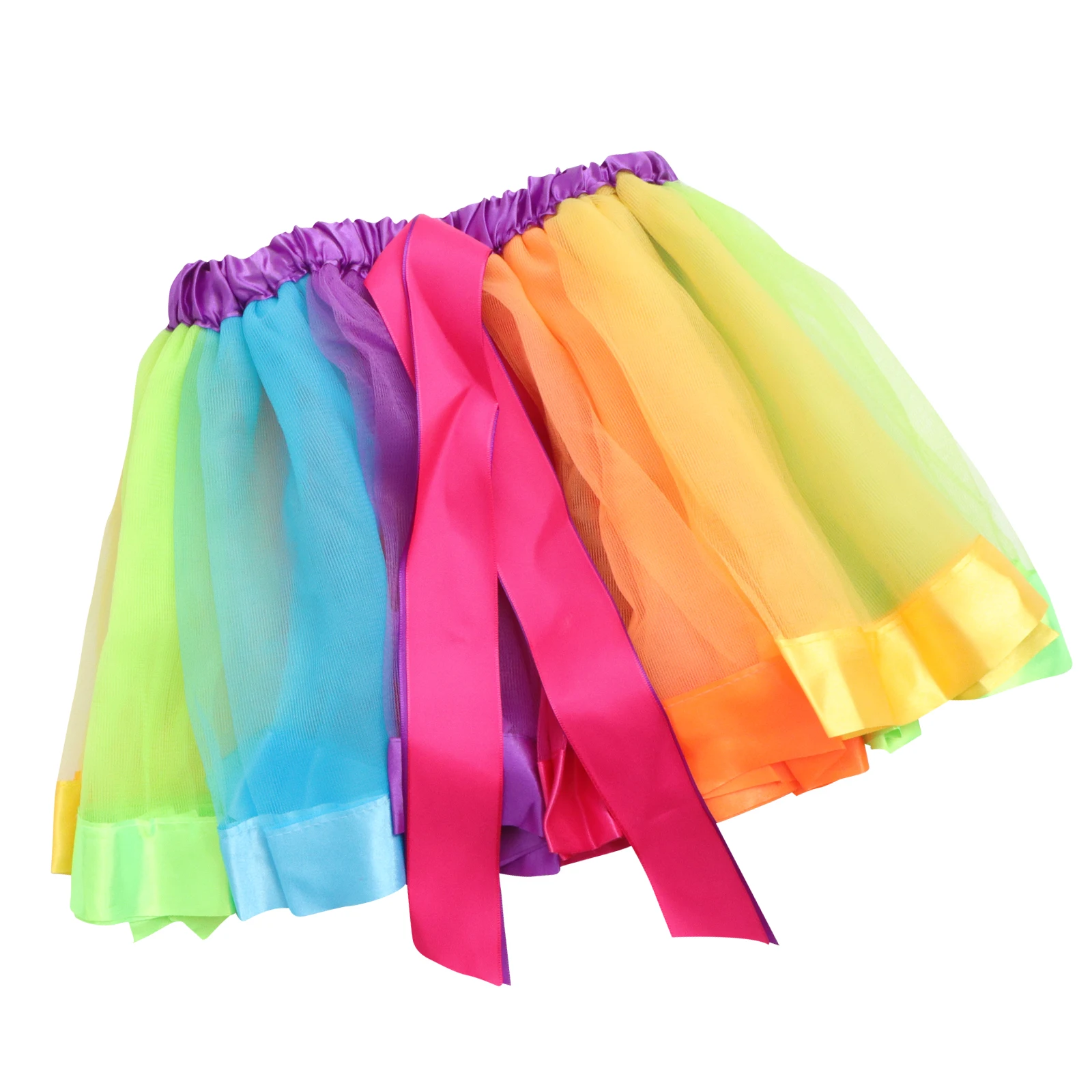 

Rainbow Skirt Ballet Tulle Layered Skirts Kids Dress Colorful Child Carnival Performance Costumes Princess Style