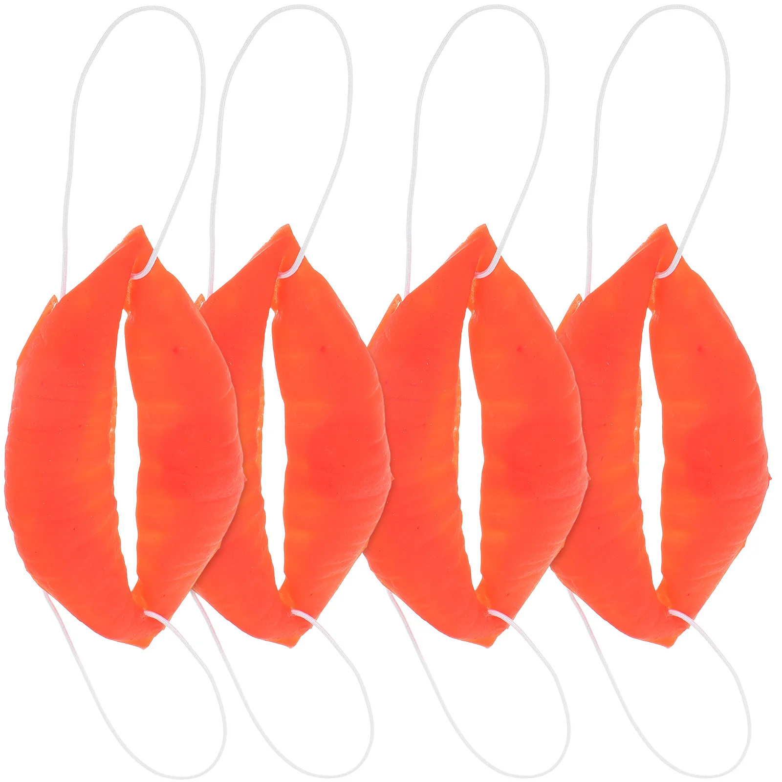 4 Pcs Halloween Joking Props Funny Red Lip Mouth Apparel Sausage Performance Plastic Tricky Big Sausages