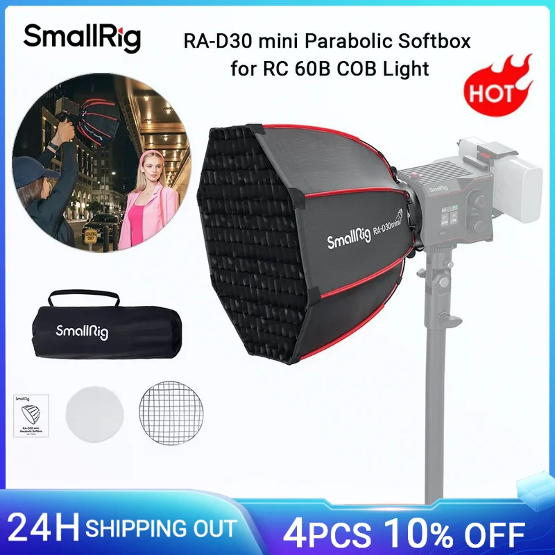 

SmallRig Mini Parabolic Softbox RA-D30 29cm Quick Release, Compatible with SmallRig RC 60B COB LED Video Light - 4358