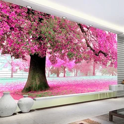 Custom Wall Wallpaper De Parede Romantic Cherry Flower Tree 3D Large Murals Living Room Bedroom Home Decor обои для стен в руло
