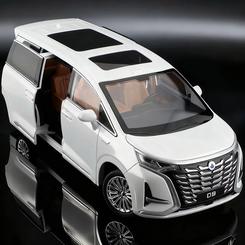 

1:24 ‌ BYD DENZA D9 MPV модель автомобиля из сплава, литая под давлением металлическая модель коммерческого автомобиля, имитация звука и света, детская игрушка в подарок