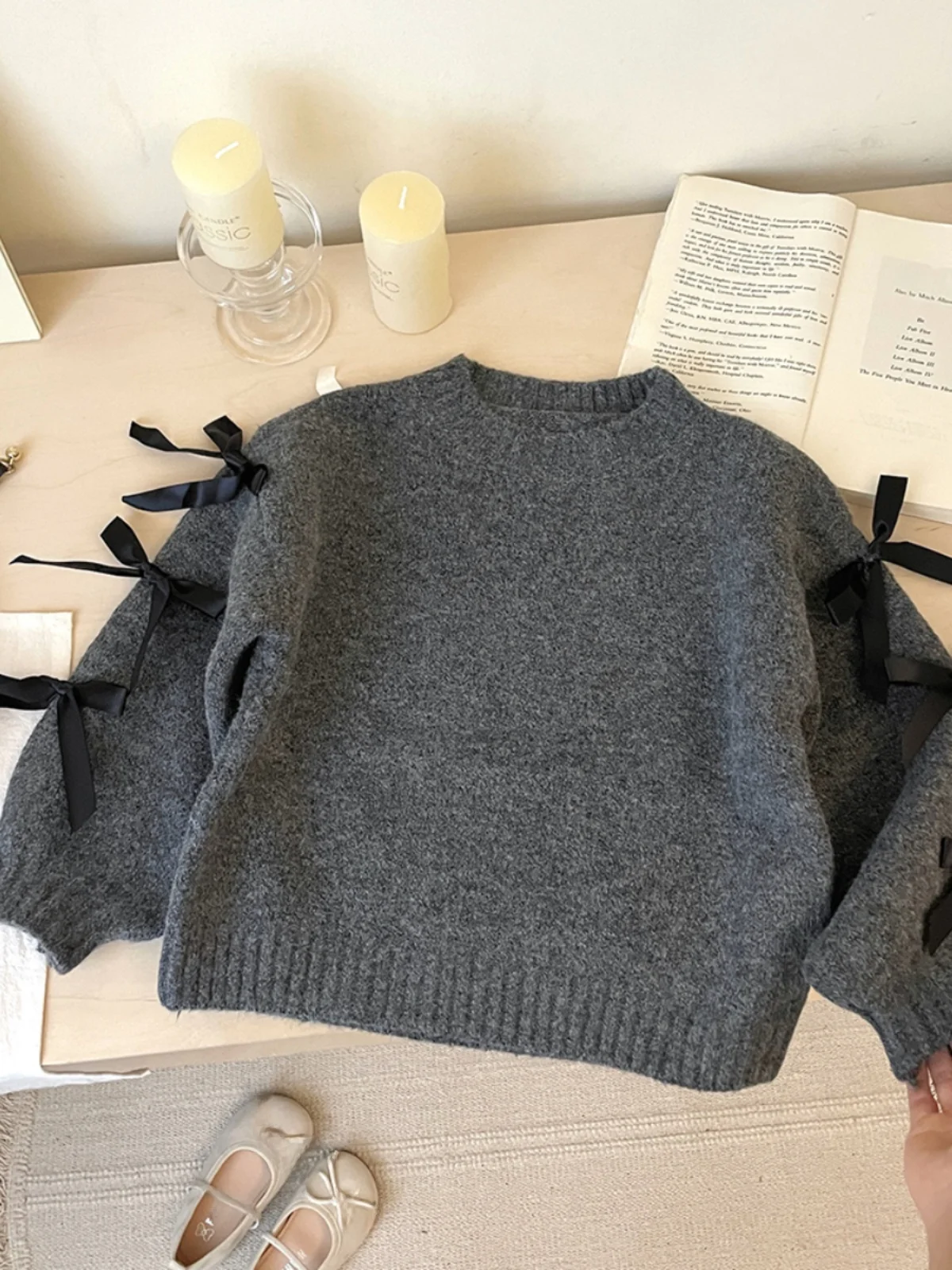 เสื้อไหมพรมเด็กผู้หญิงสไตล์เกาหลี คอลเลคชั่นฤดูใบไม้ร่วง 2024 น่ารัก ทรงโอเวอร์เฮด คอกลม ถักนิตติ้ง แฟชั่นเสื้อผ้าเด็กผู้หญิงตัวเล็ก