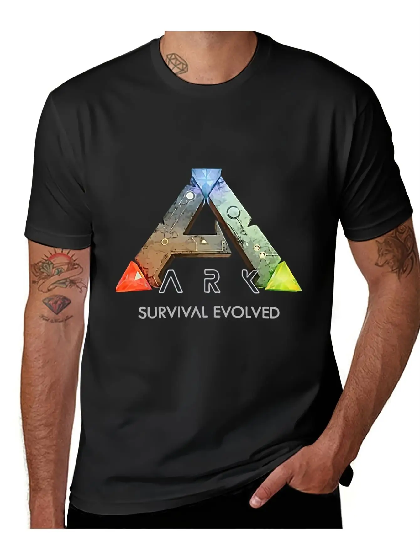 Arche officielle: T-Shirt graphique évolué de survie 100% coton col rond manches courtes été décontracté hommes T-shirt Streetwear