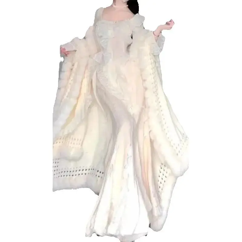 Elegant fur Ball Slimming High-end Knitted Shawl Jacket for Autumn Winter 2025 Solid ColorTourist Attraction Photography Style