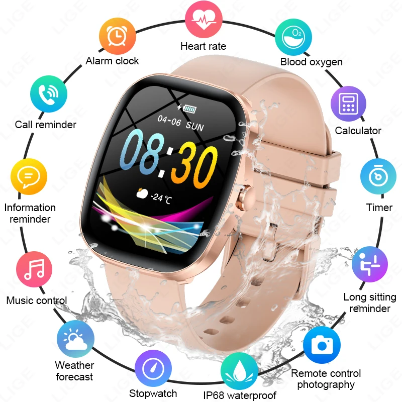 

LIGE Smart Watch Men 1.53”HD Full Touch Screen Heart Rate Bracelet Sport Fitness Tracker Women Smartwatch For Android IOS 2026